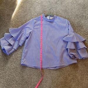 Striped Ruffle Sleeve Blouse